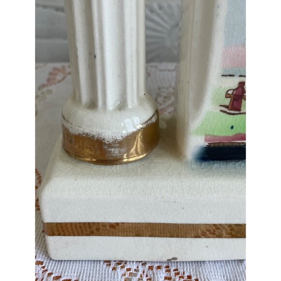 Antique German Mechanical Mantle Clock Pillars Hand Painted Porcelain Not Workin - Picture 15 of 15